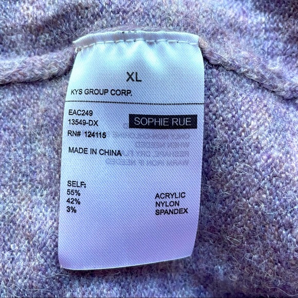 Sophie Rue Light Purple Back Button Pullover Sweater - Picture 9 of 12